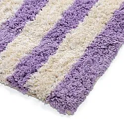 Alfombras de pelo largo - Thira Stripe Cotton Shaggy (crema/violeta claro)