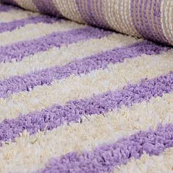 Alfombras de pelo largo - Thira Stripe Cotton Shaggy (crema/violeta claro)