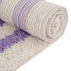 Alfombras de pelo largo - Thira Stripe Cotton Shaggy (crema/violeta claro)