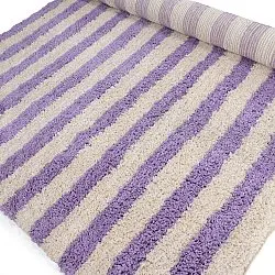 Alfombras de pelo largo - Thira Stripe Cotton Shaggy (crema/violeta claro)