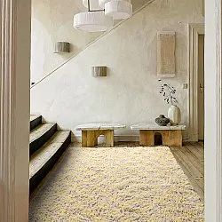 Alfombras de pelo largo - Methoni Check Cotton Shaggy (crema/amarillo claro)
