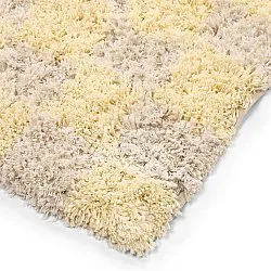 Alfombras de pelo largo - Methoni Check Cotton Shaggy (crema/amarillo claro)