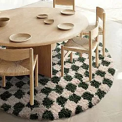Alfombras redondeadas - Methoni Check Cotton Shaggy (crema/verde)