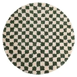Alfombras redondeadas - Methoni Check Cotton Shaggy (crema/verde)