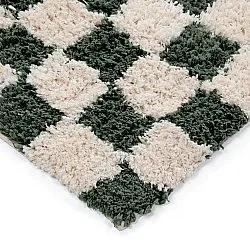 Alfombras de pelo largo - Methoni Check Cotton Shaggy (crema/verde)