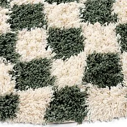 Alfombras redondeadas - Methoni Check Cotton Shaggy (crema/verde)