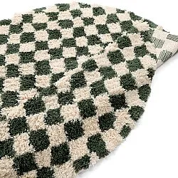 Alfombras redondeadas - Methoni Check Cotton Shaggy (crema/verde)