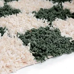 Alfombras de pelo largo - Methoni Check Cotton Shaggy (crema/verde)