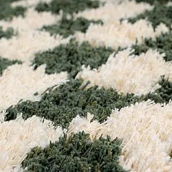 Alfombras redondeadas - Methoni Check Cotton Shaggy (crema/verde)