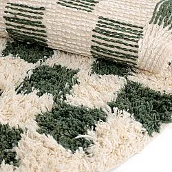 Alfombras redondeadas - Methoni Check Cotton Shaggy (crema/verde)