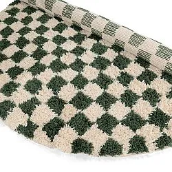 Alfombras redondeadas - Methoni Check Cotton Shaggy (crema/verde)