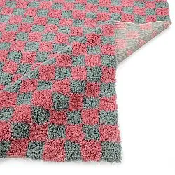 Alfombras de pelo largo - Methoni Check Cotton Shaggy (azul claro/rosa claro)