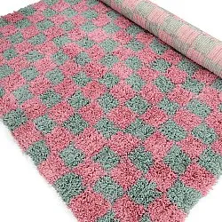 Alfombras de pelo largo - Methoni Check Cotton Shaggy (azul claro/rosa claro)