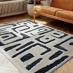 Alfombras de pelo largo - Palmyra (blanco/azul marino)