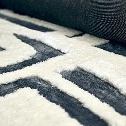 Alfombras de pelo largo - Palmyra (blanco/azul marino)
