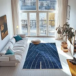 Alfombras de pelo largo - Sivia Natural Cotton Shaggy (azul)