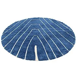 Alfombras redondeadas - Sivia Natural Cotton Shaggy (azul)