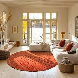 Alfombras redondeadas - Sivia Natural Cotton Shaggy (roja/naranja)