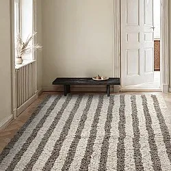 Alfombras de pelo largo - Thira Stripe Cotton Shaggy (crema/taupe)