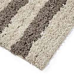 Alfombras de pelo largo - Thira Stripe Cotton Shaggy (crema/taupe)