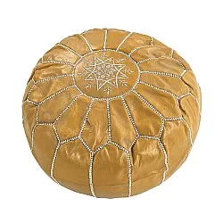 Puf de cuero Marroquí (amarillo/blanco)