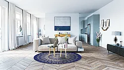 Alfombras redondeadas - Sandrigo (azul/beige)