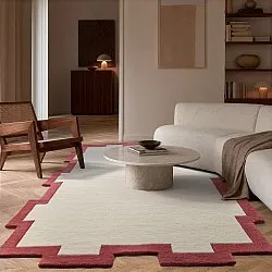 Alfombra de Lana - Agra Hand Tufted Wool Premium (crema/rojo)