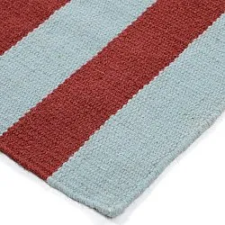Alfombra de Lana - Peniche (azul claro/rojo)