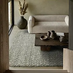Alfombra de Lana - Sala Irregular Wool Bubble (verde musgo/blanco melange)