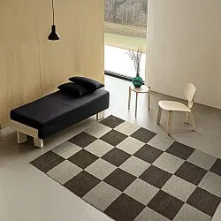 Alfombra de Lana - Scacco (negro/beige)
