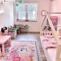 Alfombra infantil - Unicorn Flowers (rosa)