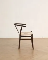 Silla - Alta (nuez/beige) - 2 piezas