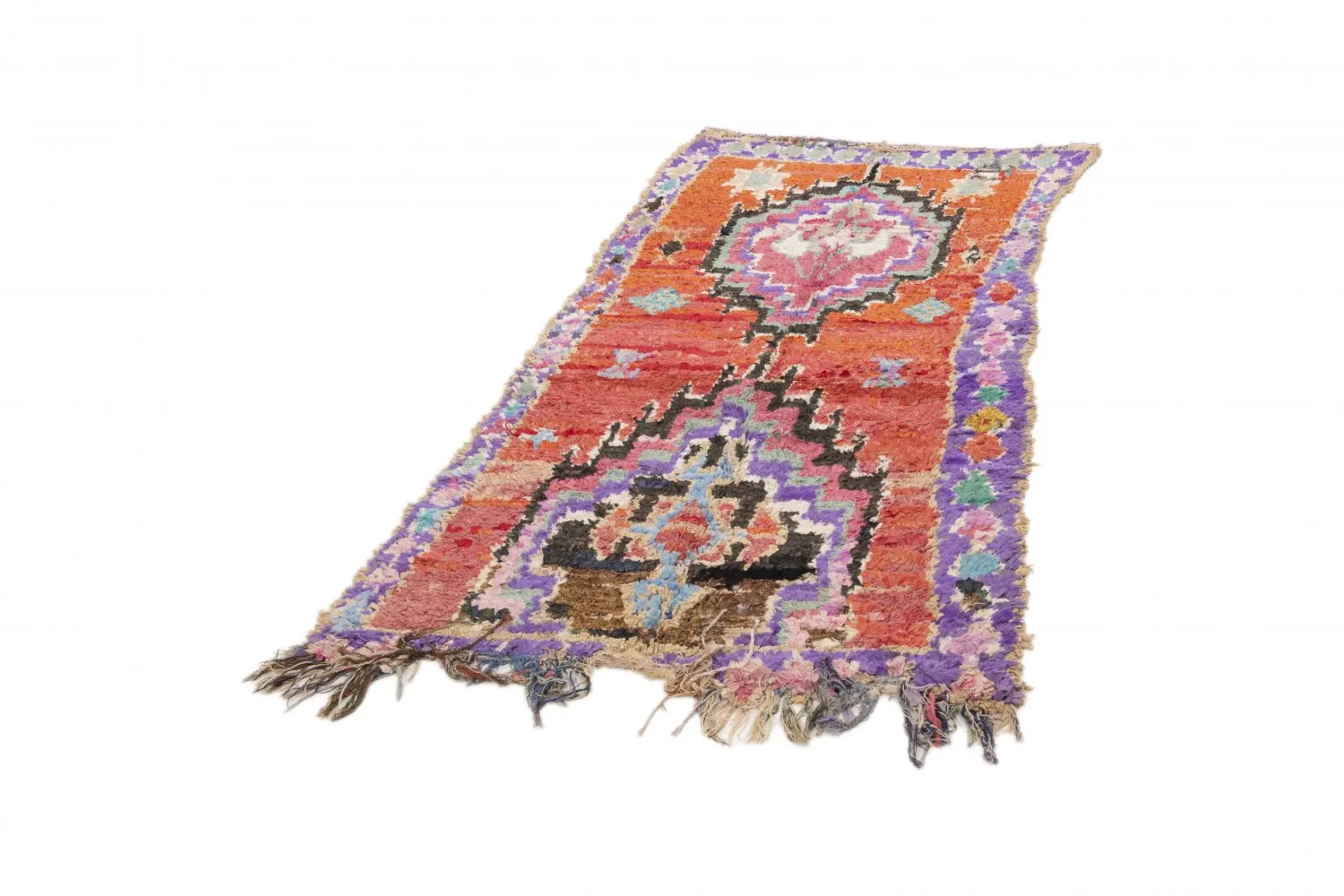 Alfombra Marroquí Bereber Boucherouite 220 x 105 cm