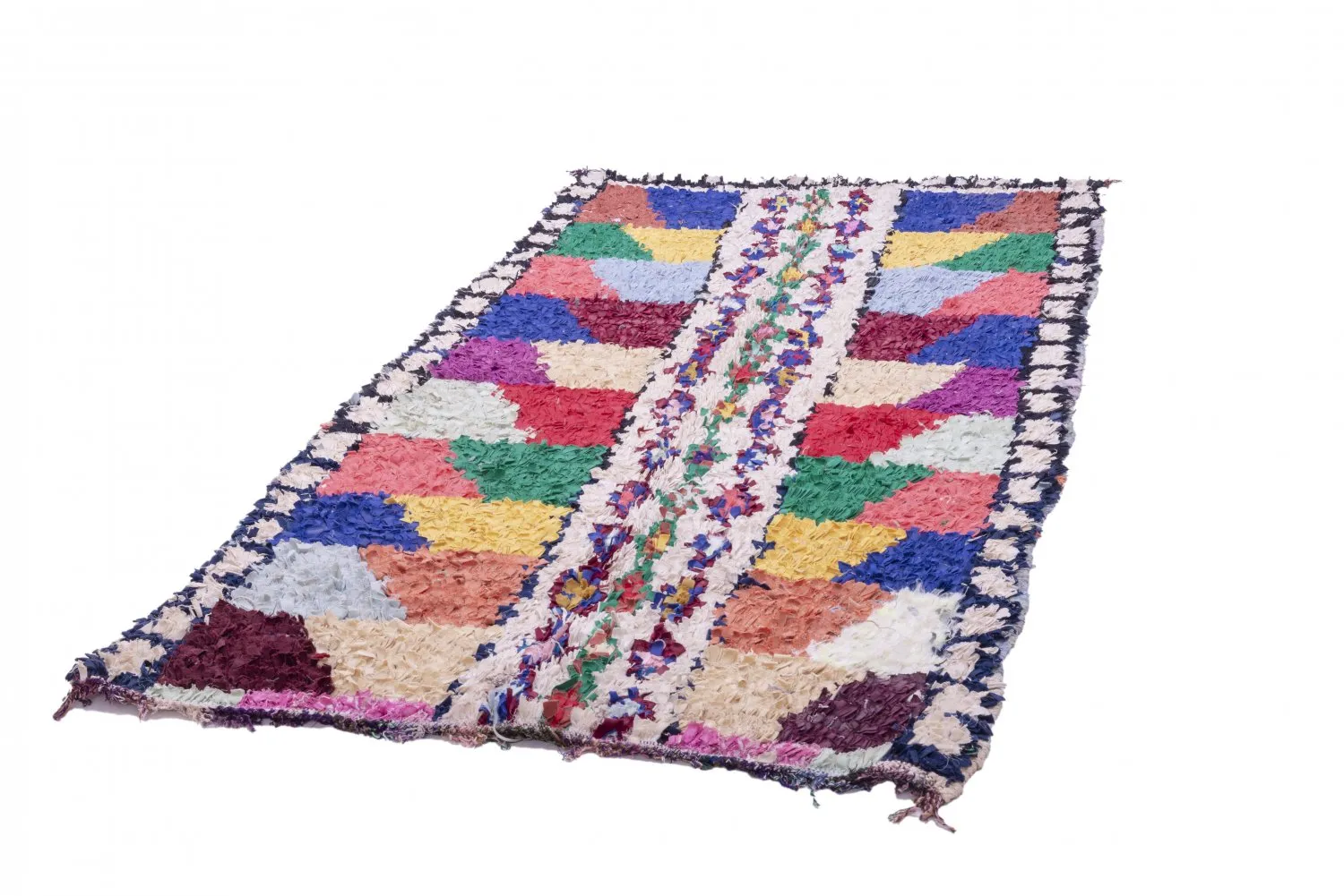 Alfombra Marroquí Bereber Boucherouite 205 x 115 cm
