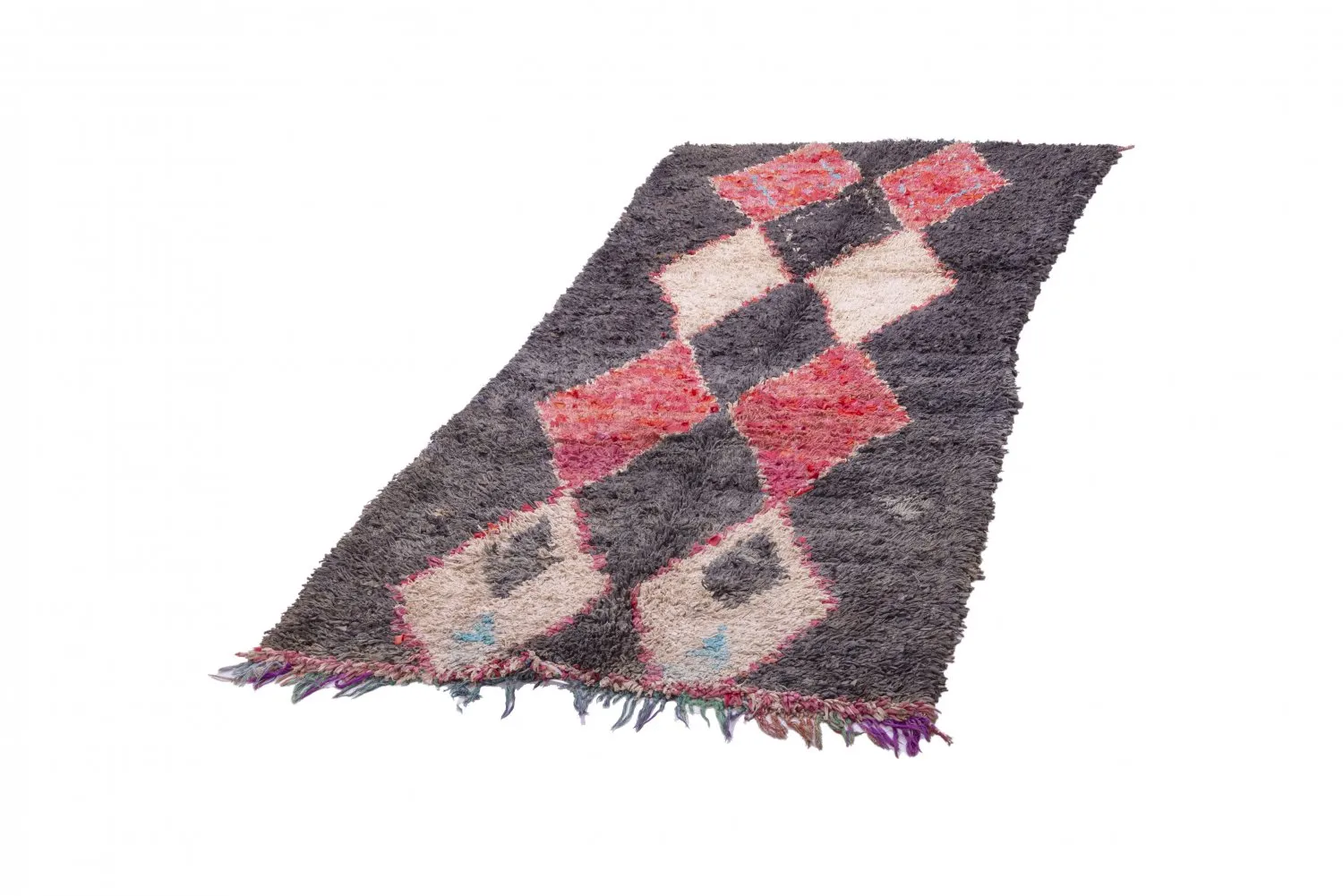 Alfombra Marroquí Bereber Boucherouite 245 x 105 cm
