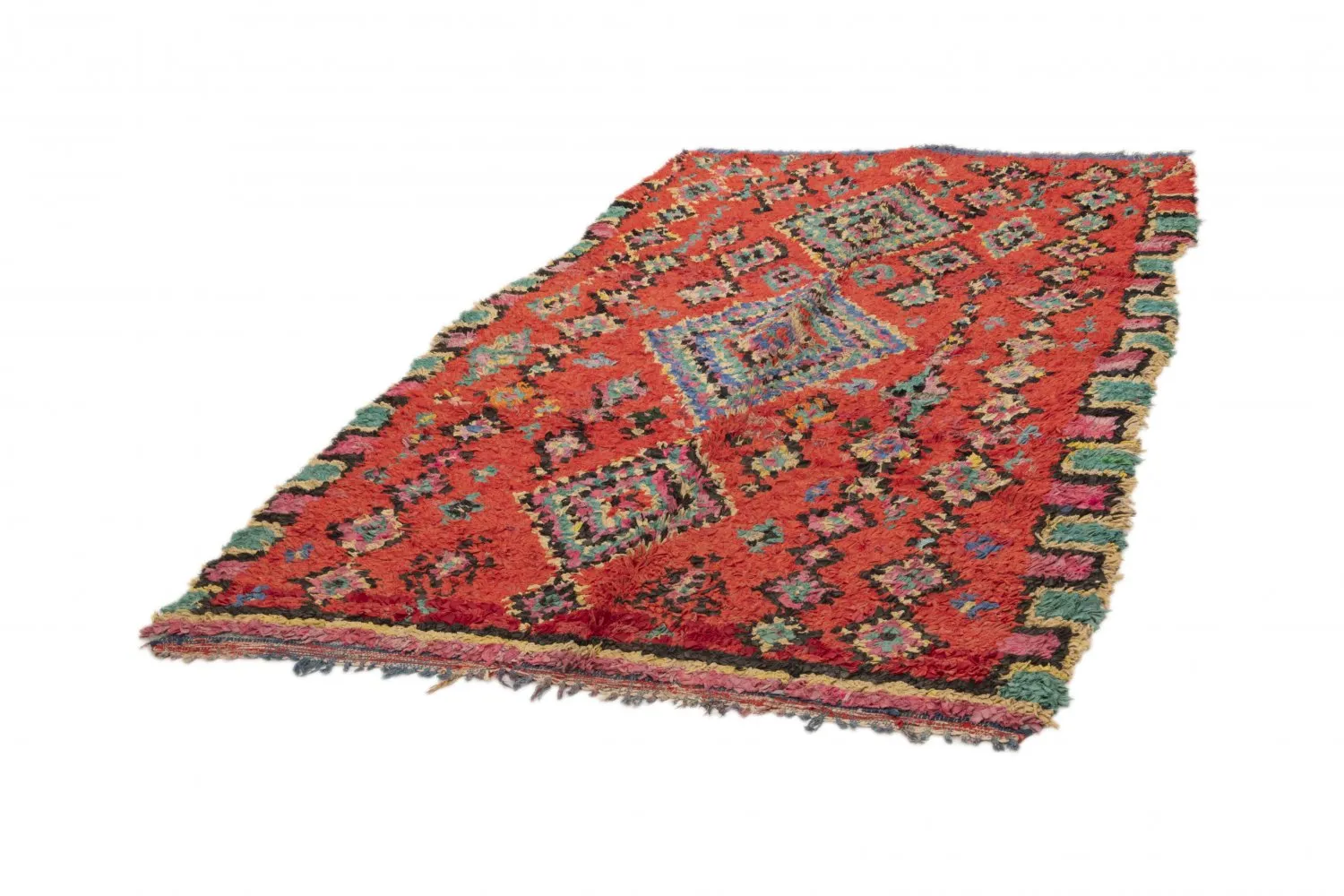 Alfombra Marroquí Berber Boucherouite 245 x 140 cm