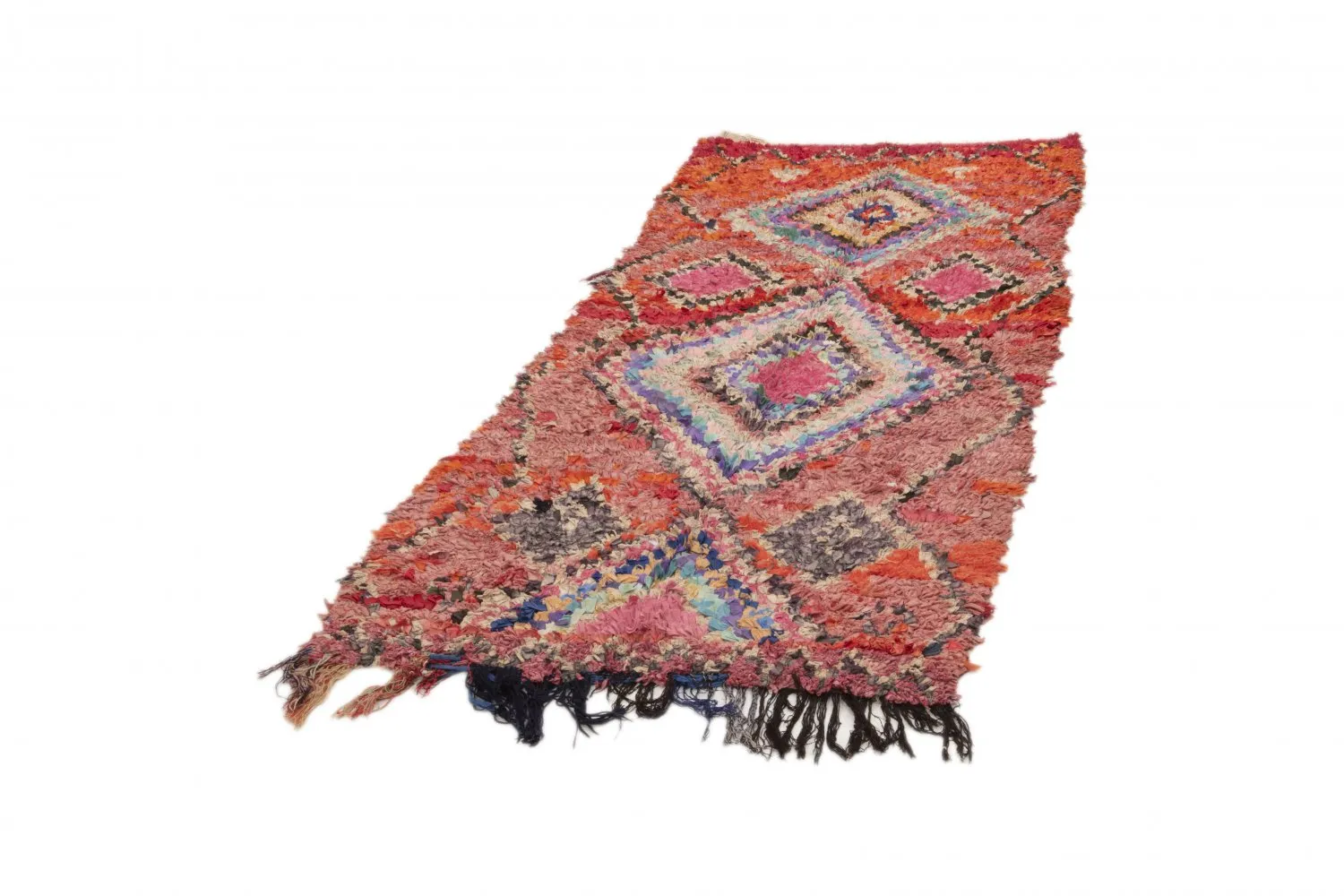 Alfombra Marroquí Bereber Boucherouite 245 x 105 cm