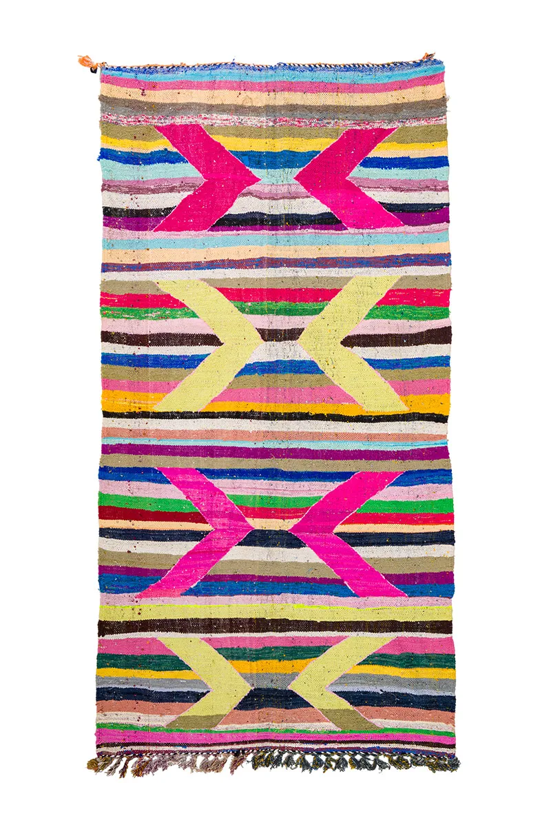 Alfombra Marroquí Bereber Boucherouite 135 x 260 cm