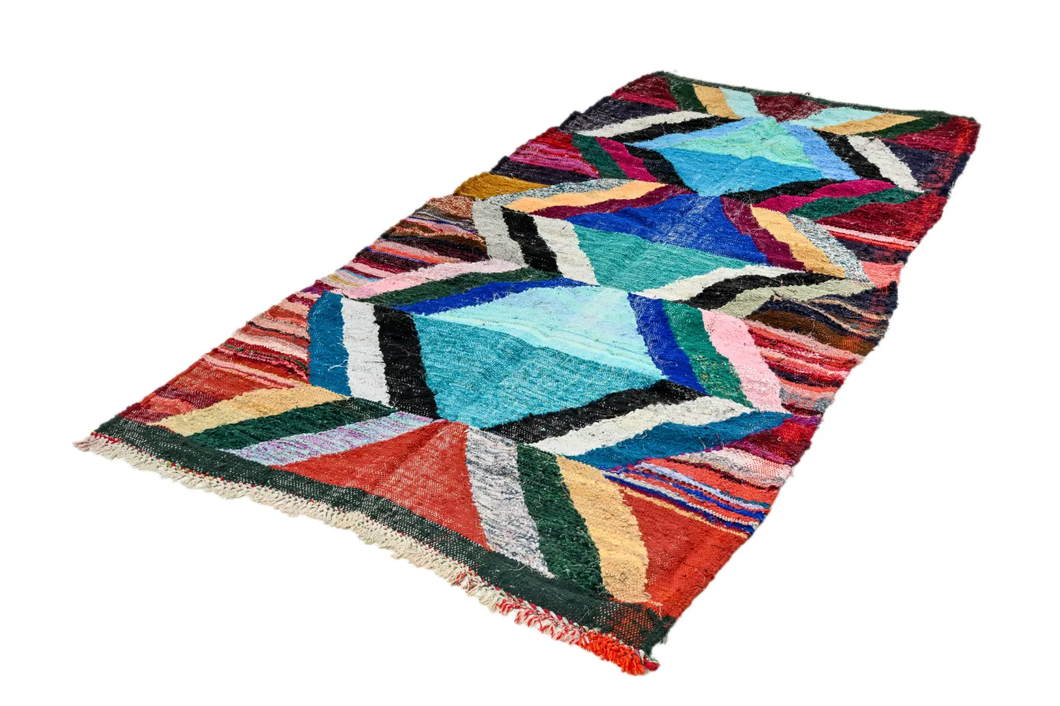 Alfombra Marroquí Bereber Boucherouite 135 x 275 cm