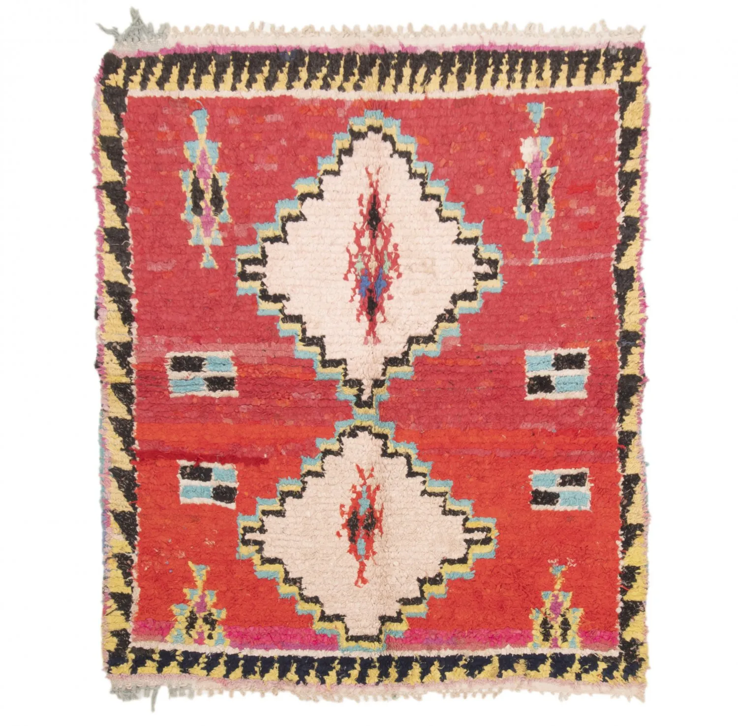 Alfombra Marroquí Bereber Boucherouite 145 x 115 cm