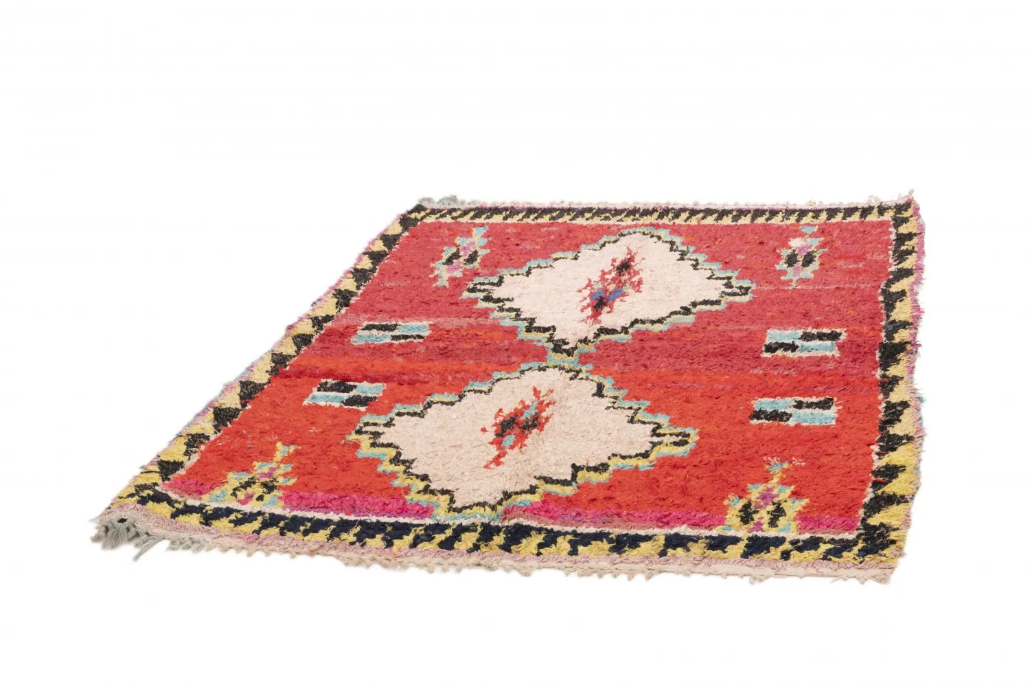 Alfombra Marroquí Bereber Boucherouite 145 x 115 cm