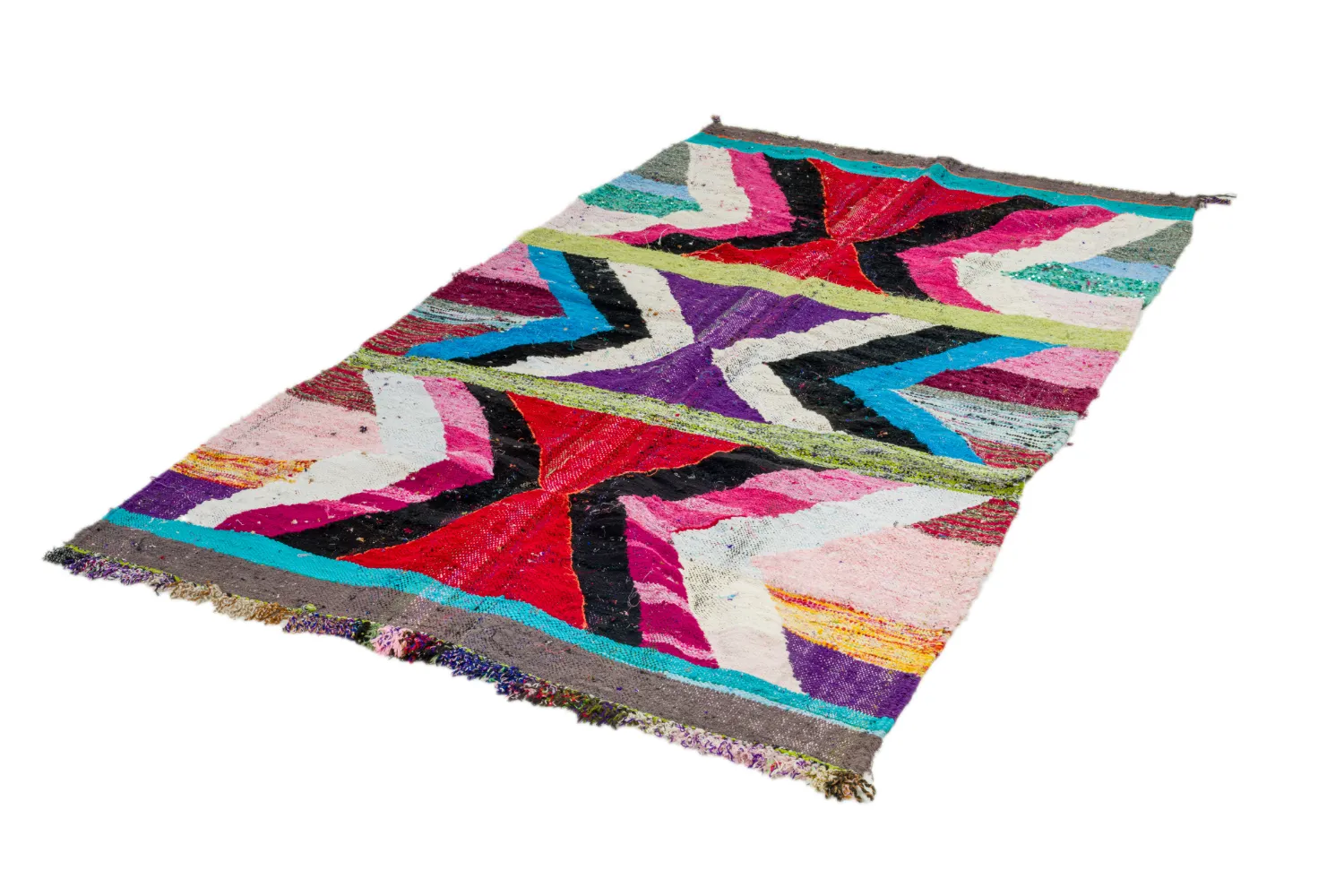 Alfombra Marroquí Bereber Boucherouite 140 x 255 cm