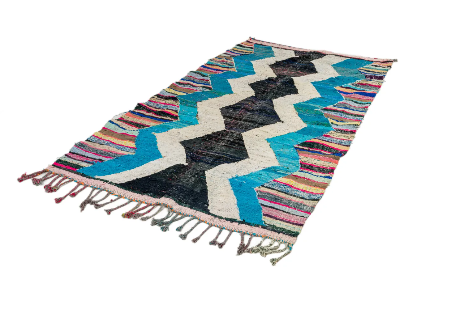 Alfombra Marroquí Bereber Boucherouite 140 x 255 cm