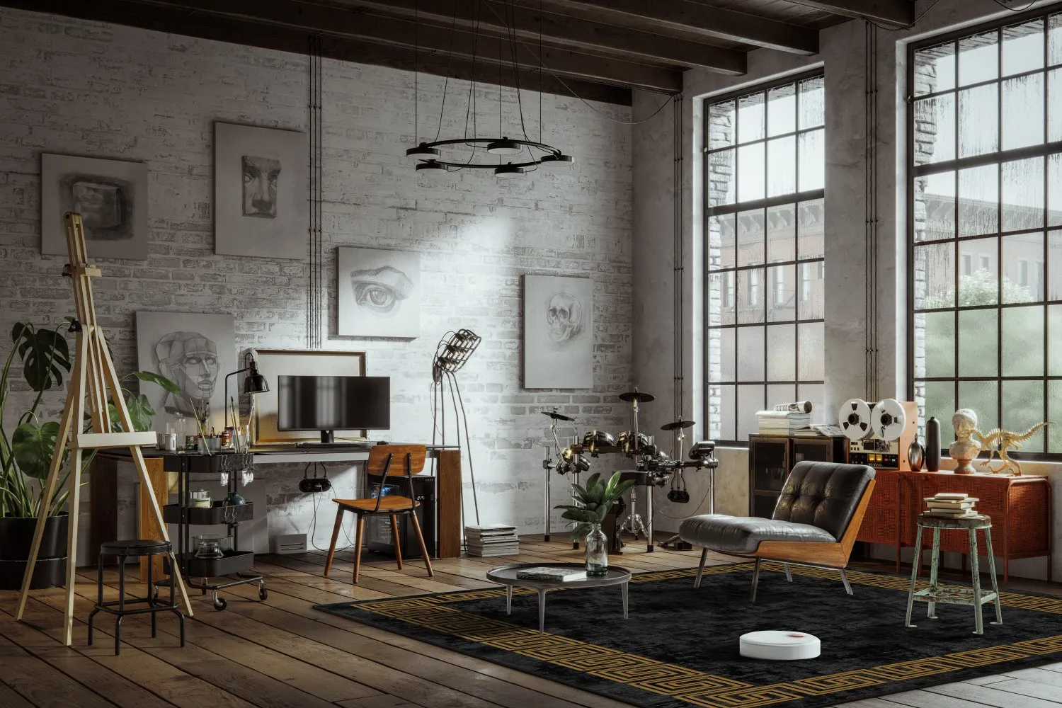 Alfombra Wilton - Myra (negro/oro)