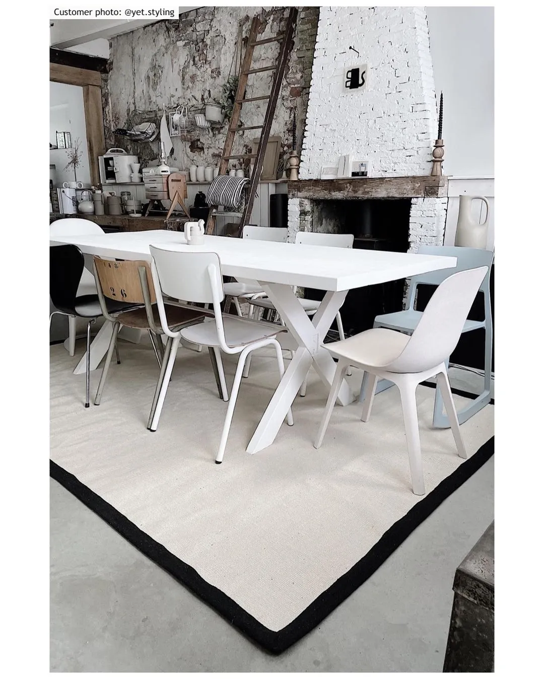 Alfombra de sisal - Agave (negro/offwhite)