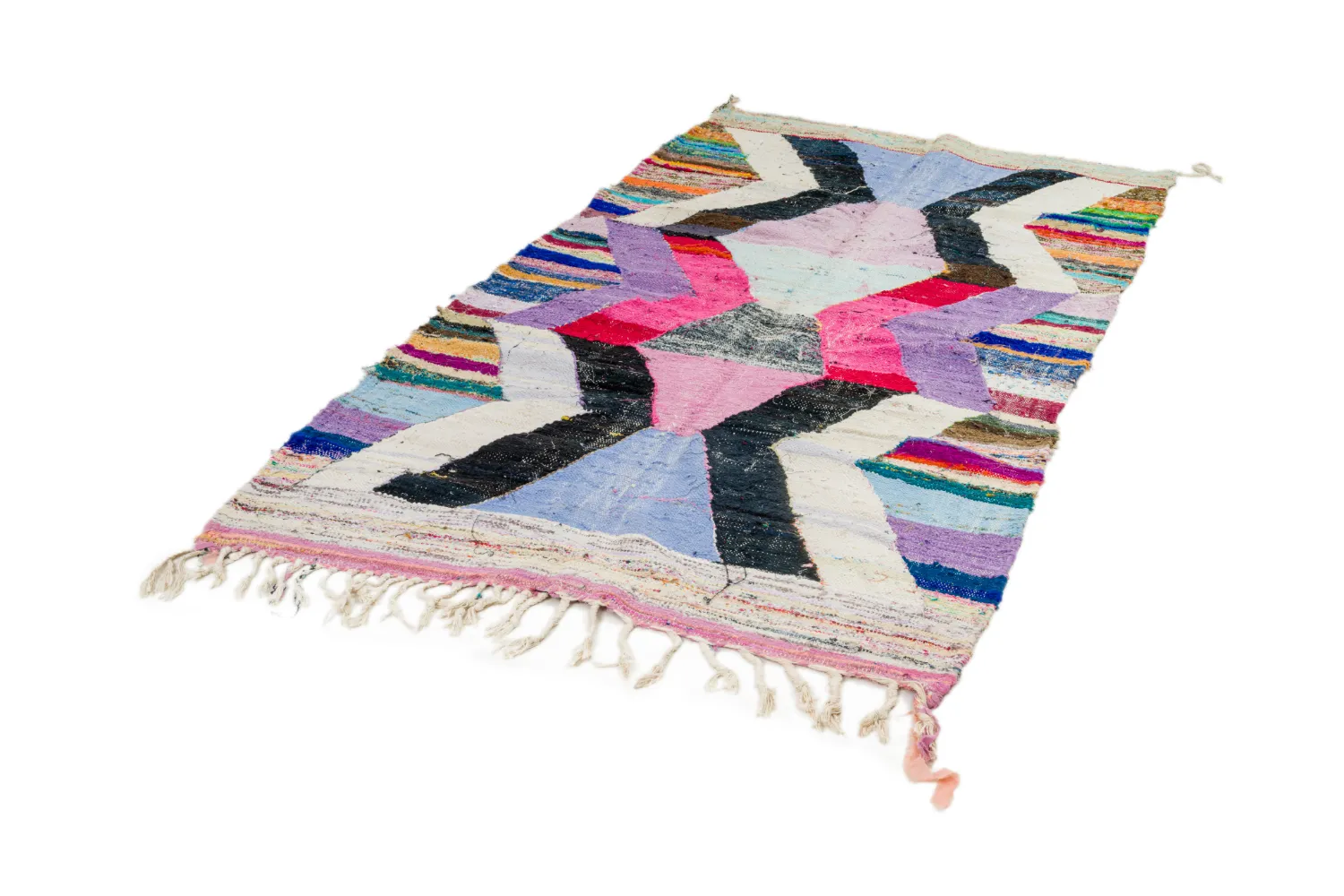 Alfombra Marroquí Bereber Boucherouite 130 x 225 cm