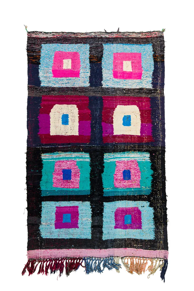 Alfombra Marroquí Bereber Boucherouite 140 x 225 cm