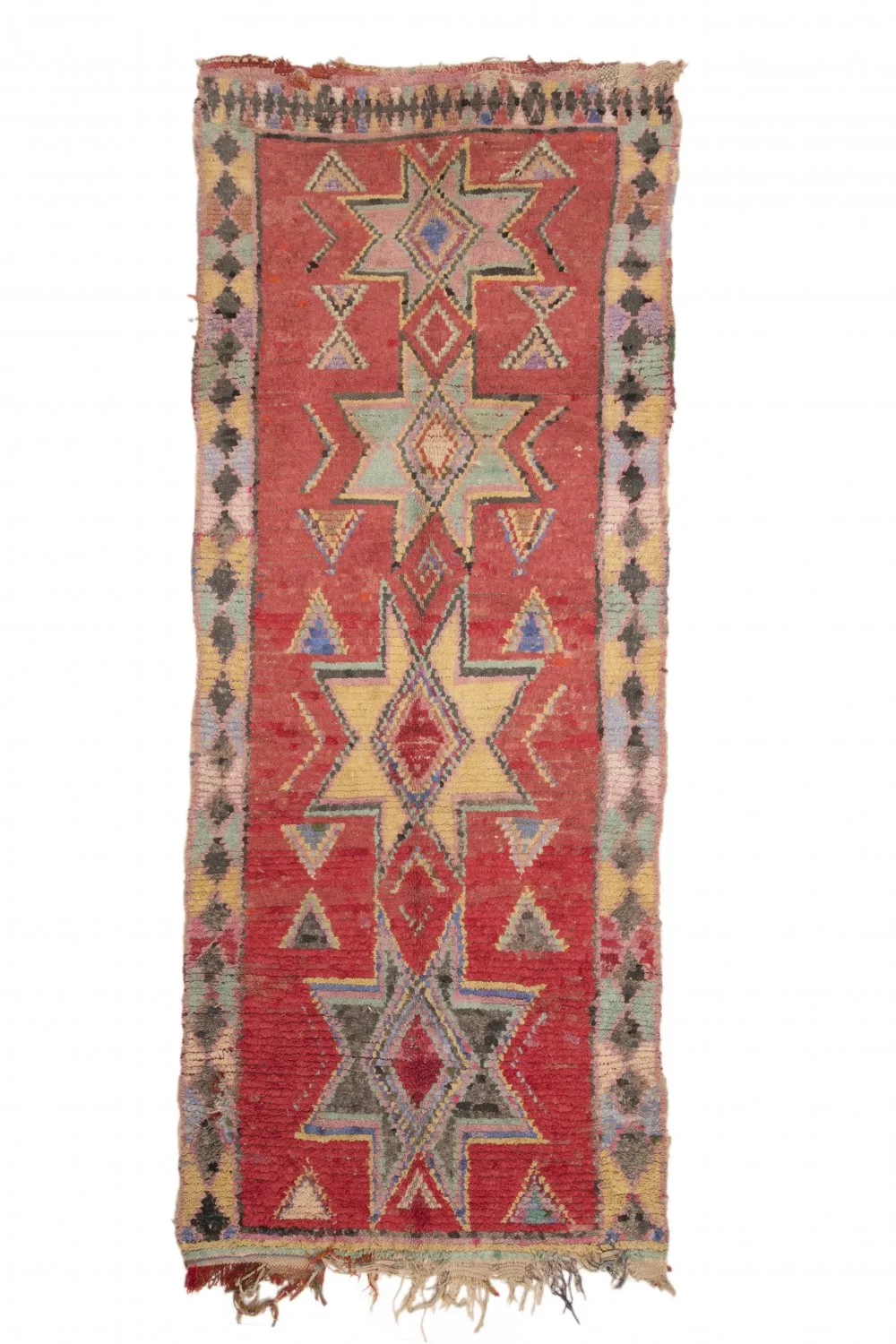 Alfombra Marroquí Bereber Boucherouite 300 x 120 cm