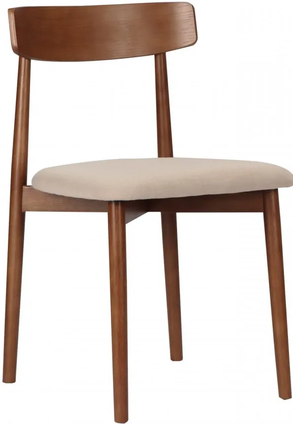 Silla - Ystad (nuez/beige) - 2 piezas
