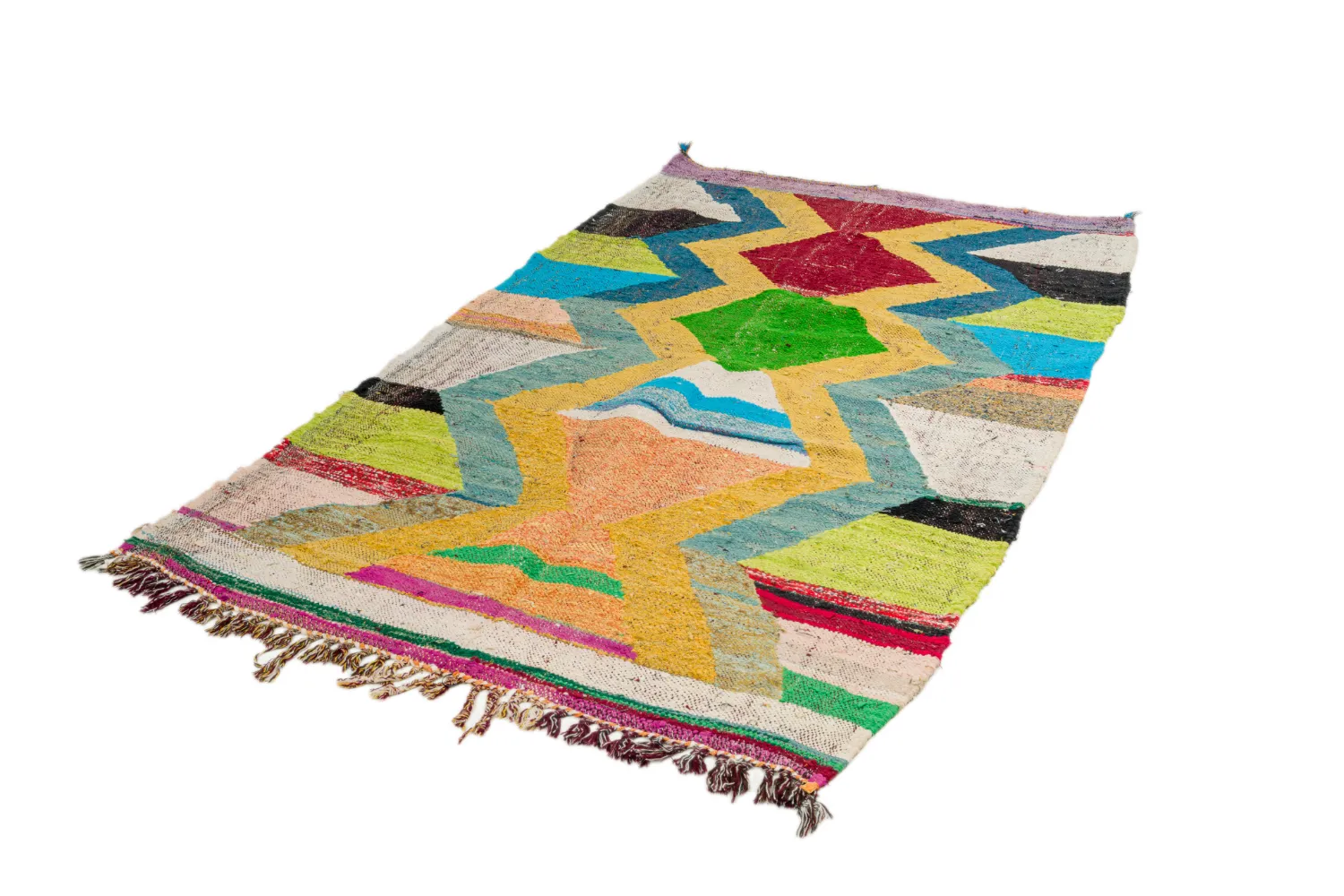 Alfombra Marroquí Bereber Boucherouite 125 x 230 cm